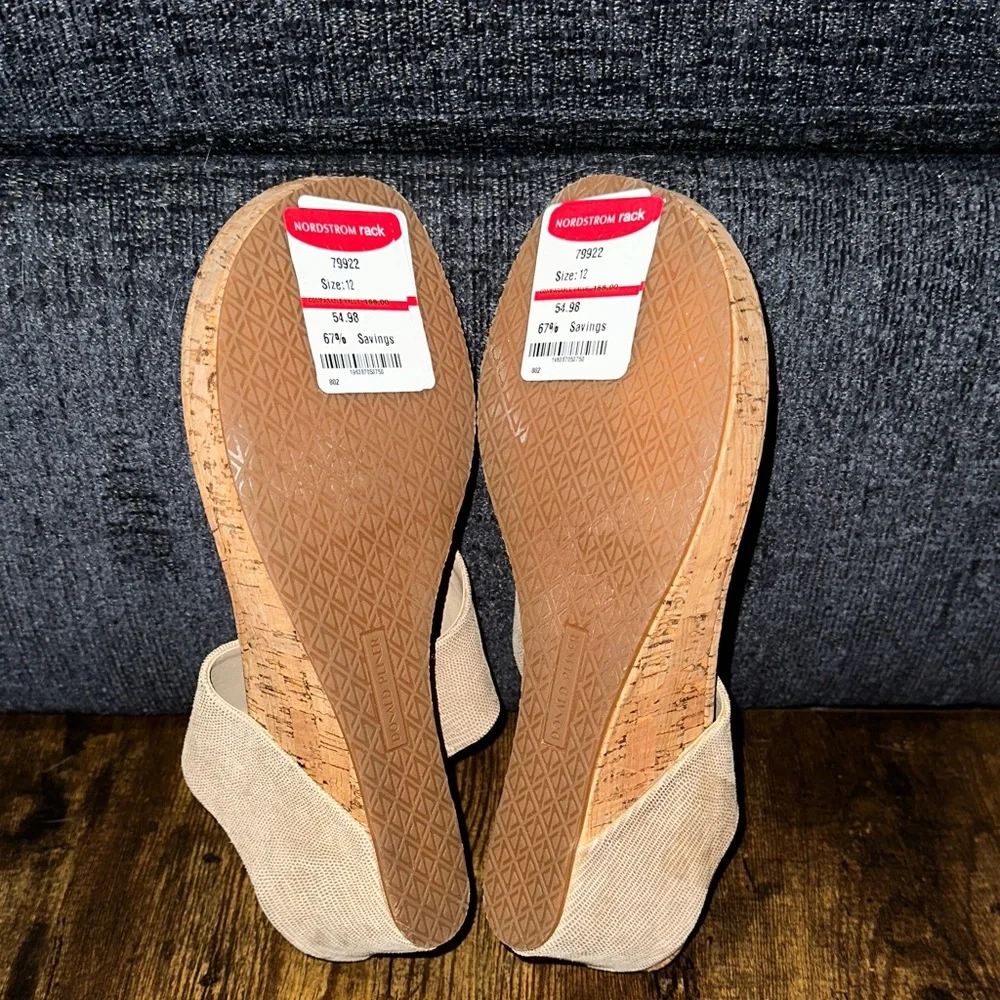 Donald J Pliner - Gilles - Tan - Suede Cork Wedge Sandals - Size 12M